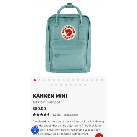 Fjallraven Kanken Mini Backpack Turquoise Teal School Hiking Everyday Outdoor ** - Picture 10 of 10